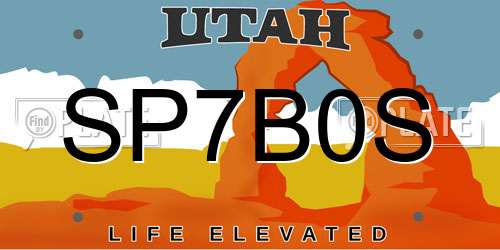 SP7B0S Utah License Plate