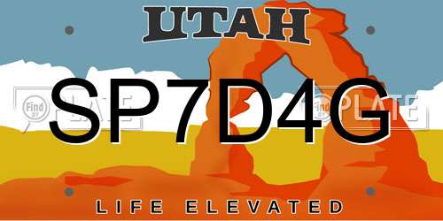 SP7D4G Utah License Plate