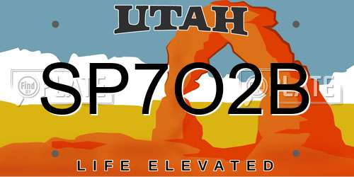 SP7O2B Utah License Plate