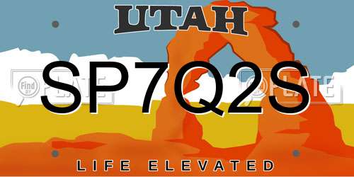 SP7Q2S Utah License Plate