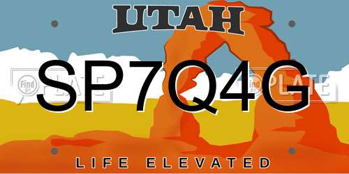 SP7Q4G Utah License Plate