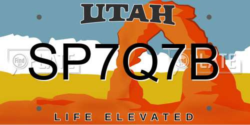 SP7Q7B Utah License Plate