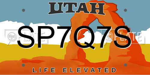 SP7Q7S Utah License Plate