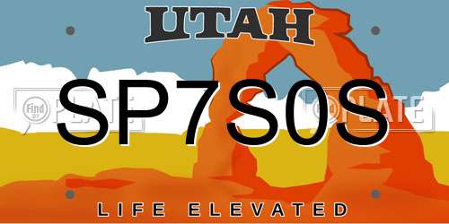 SP7S0S Utah License Plate