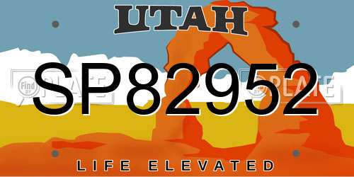 SP82952 Utah License Plate