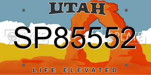 SP85552 Utah License Plate