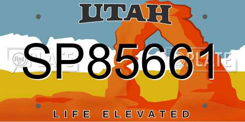 SP85661 Utah License Plate