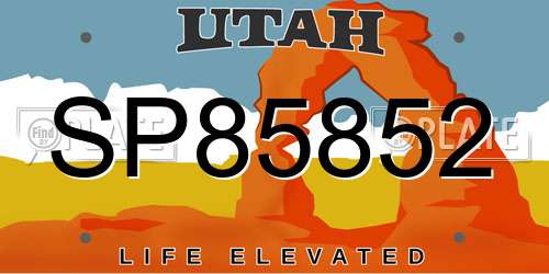 SP85852 Utah License Plate
