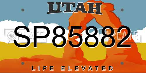 SP85882 Utah License Plate