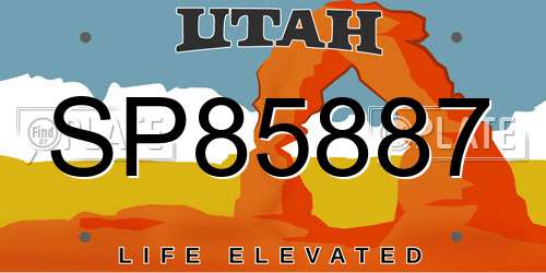 SP85887 Utah License Plate