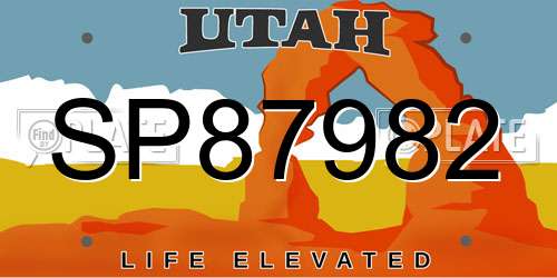 SP87982 Utah License Plate