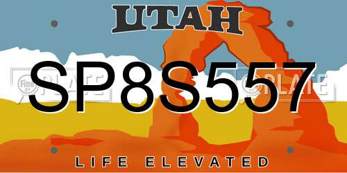 SP8S557 Utah License Plate
