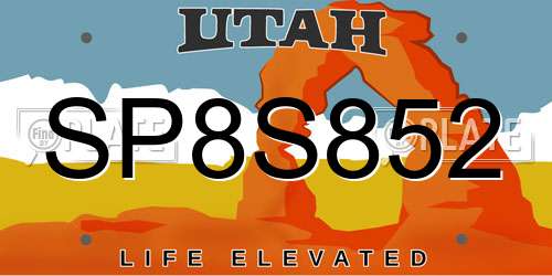SP8S852 Utah License Plate