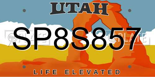 SP8S857 Utah License Plate