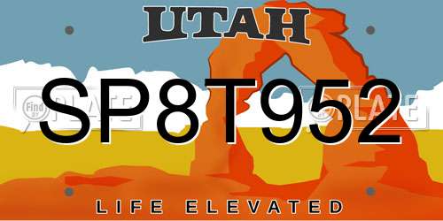 SP8T952 Utah License Plate
