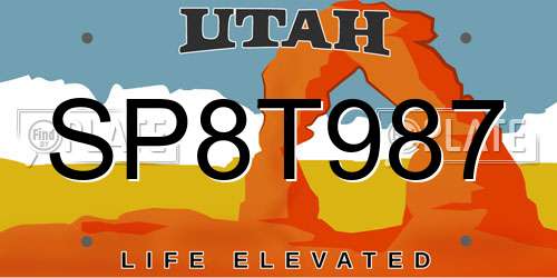 SP8T987 Utah License Plate