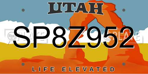 SP8Z952 Utah License Plate
