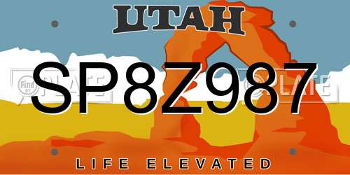 SP8Z987 Utah License Plate