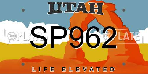 SP962 Utah License Plate