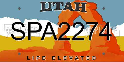 SPA2274 Utah License Plate