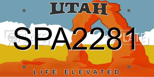 SPA2281 Utah License Plate