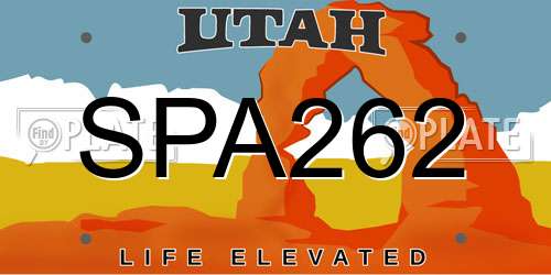 SPA262 Utah License Plate