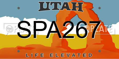 SPA267 Utah License Plate