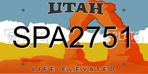 SPA2751 Utah License Plate