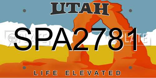 SPA2781 Utah License Plate