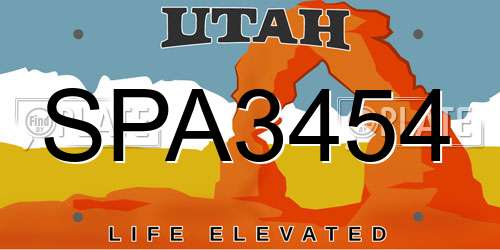 SPA3454 Utah License Plate