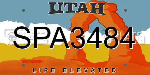 SPA3484 Utah License Plate