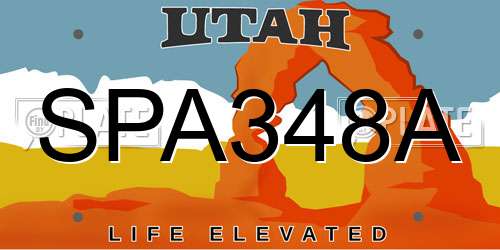 SPA348A Utah License Plate