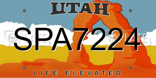 SPA7224 Utah License Plate