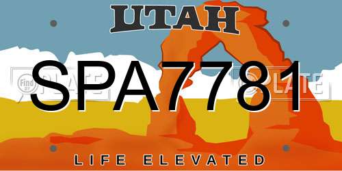SPA7781 Utah License Plate