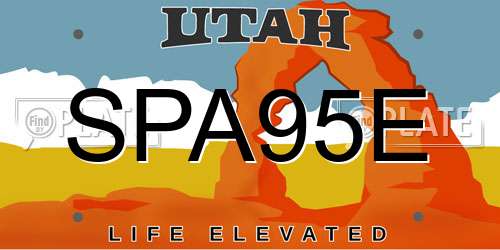 SPA95E Utah License Plate