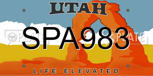 SPA983 Utah License Plate