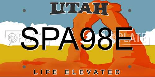 SPA98E Utah License Plate