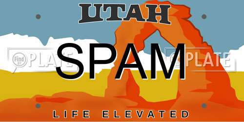 SPAM Utah License Plate