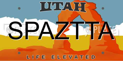 SPAZTTA Utah License Plate