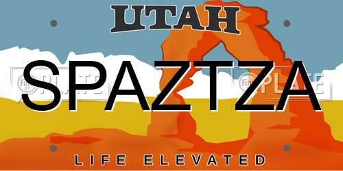 SPAZTZA Utah License Plate