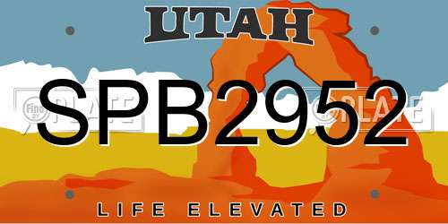 SPB2952 Utah License Plate
