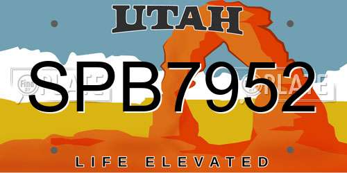 SPB7952 Utah License Plate