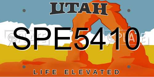 SPE5410 Utah License Plate