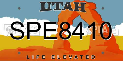 SPE8410 Utah License Plate