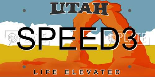 SPEED3 Utah License Plate