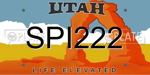SPI222 Utah License Plate
