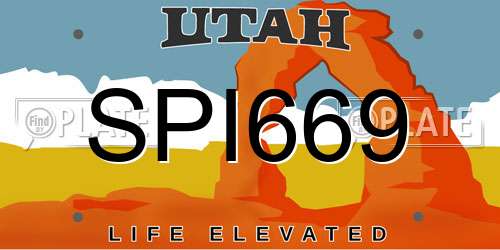 SPI669 Utah License Plate