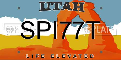 SPI77T Utah License Plate