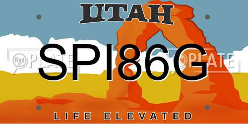 SPI86G Utah License Plate