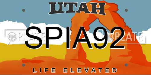 SPIA92 Utah License Plate